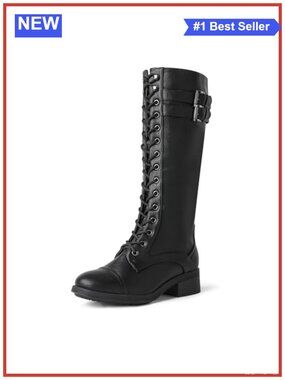 Women's Knee High Faux Leather Combat Riding Boots Faux Fur Lined